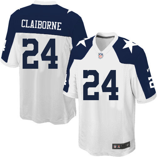 Men's Game Morris Claiborne Nike Jersey White Alternate - #24 Throwback NFL Dallas Cowboys